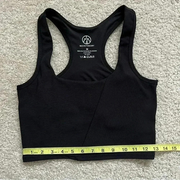 MoveTheory Cropped Sports Bra Black Women Size Medium Removable Pads Active Yoga - Picture 10 of 11